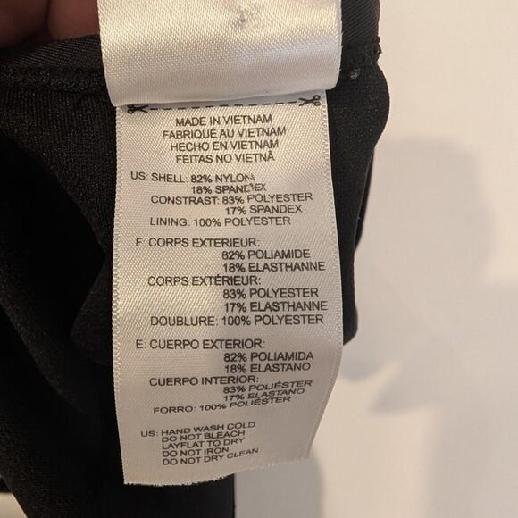 Adidas Women Swimsuit Solid Logo One-Piece Black White Plunge Back - Size M - Picture 6 of 7